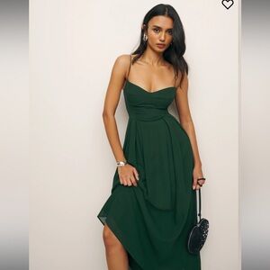 Reformation Jaelyn Dress in Forest 12P NWT